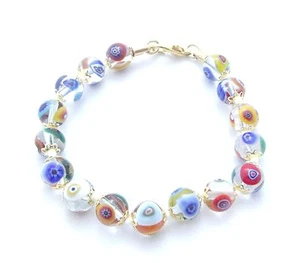 CLEAR AUTHENTIC VENETIAN MURANO GLASS BEAD BRACELET JEWELRY 39MG - Picture 1 of 3