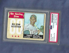 Tony Oliva Autographed 1968 Topps Card Minnesota Twins Baseball Star PSA SLABBED