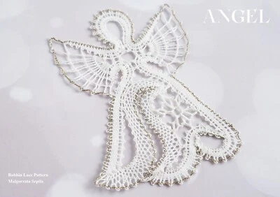 Bobbin Lace Angel Pattern Christmas begginers handmade unique gift lacemaking  - Image 1 of 4