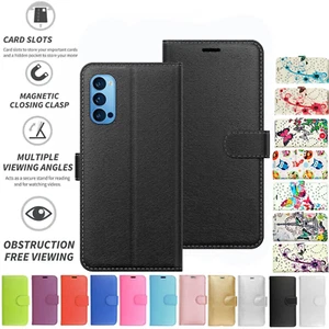 Para Oppo Reno 4 5G Estuche Cubierta Abatible Folio Cuero Billetera Ranura para Tarjeta de Crédito - Imagen 1 de 15
