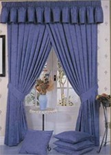 Lauren Fully Lined Pencil Pleat/Tape Curtains Marble Effect Blue
