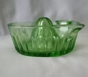 Vintage Green Depression /Uranium Glass Juicer /Has Chip On Spout - Picture 1 of 12