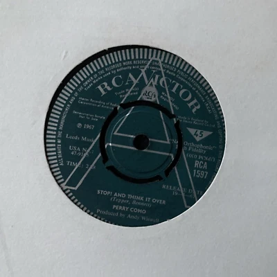 Perry Como Stop! And Think It Over  1967 7" vinyl Promo - Image 1 of 4