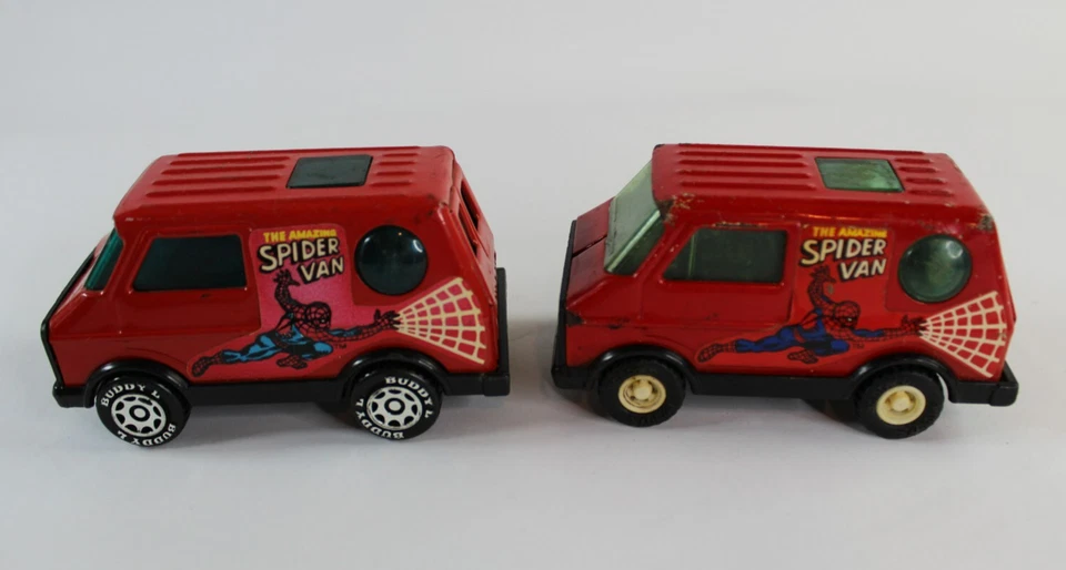 Lote de 2 Vintage 1980 Buddy L Spider-Man Spider Van Marvel Superhéroe Diecast Foto 1 de 4