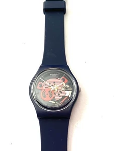 Vintage Herren Damen SWATCH Uhr PTICCIOLO blau rot Skelett - Bild 1 von 5