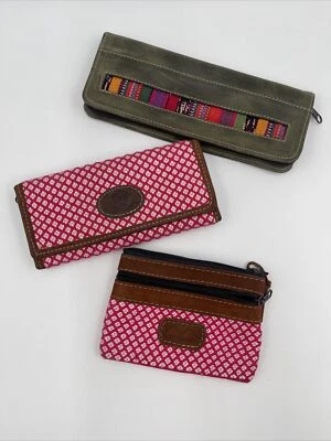 Ручной работы гватемальский кошельки/кошелек для монет вышитый коричневый кожаный/зеленый кожаный - Изображение 1 из 4