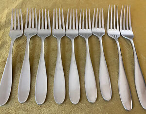 Mikasa Stainless HAMILTON 7 1/2" Salad Forks Set of 7 + (2) Dinner