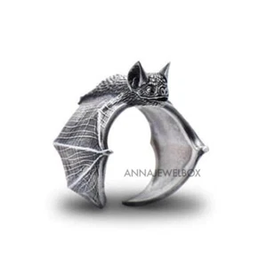 Adjustable Silver Bat Ring Band Gothic Punk Gift Celtic Wiccan Jewellery Gift UK - Picture 1 of 7