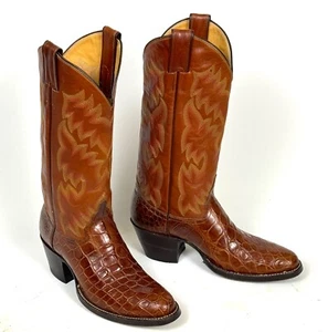 Justin Brown Alligator Cowboy Boots - Women's Sz 7.5B Crocodile New w/o Box - Picture 1 of 18