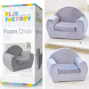 Play Factory Children Foam Armchair GREY (55L x 36W x 43H cm) Kids 1 Year Onward - Picture 1 of 6