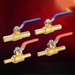 8mm 10mm 12mm 19mm Brass Ball Valve Hose Barb Water/Air Gas Fuel Line Shut-off - Picture 1 of 17