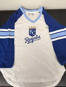 Womens Kansas City Royals G-III Carl Banks 4Her 3/4 Sleeve White/Blue Shirt Sz S - Picture 1 of 4