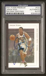 Jason Kidd HOF 2001 Fleer Premium Firmato Auto PSA/DNA INCAPSULATO - Foto 1 di 1