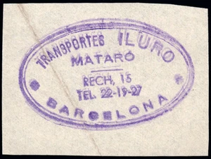 España - Recadero - Años 1950- Tampón "Transportes Iluro - Mataró - Barcelona " - Imagen 1 de 1