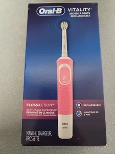 Oral-B Vitality Rechargeable Toothbrush Deep Clean Between Teeth White Pink - Picture 1 of 2