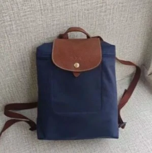 Longchamp Le Pliage Navy Nylon Leather Backpack Women's Bag Outlet New Japan - Picture 1 of 6