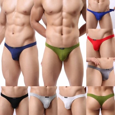 100% Modal Men's T-back Bikini Nightwear Sexy Solid Color Thong Underwear M L XL - Image 1 of 4