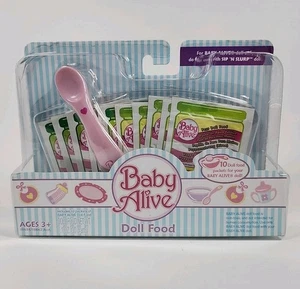 New, Sealed Baby Alive Doll Food 10 Packets & Magnetic Toy Spoon 2006 Hasbro - Picture 1 of 11