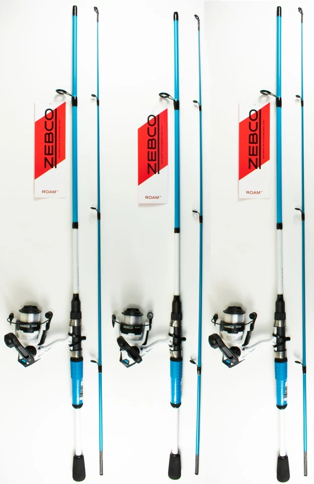 (LOT OF 3) ZEBCO ROAM BLUE 602ML 6' MEDIUM LIGHT 2 PIECE SPINNING COMBO 21-41609 - Image 1 of 1