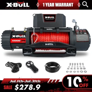 X-BULL Electric Winch 10000Lbs Synthetic Rope Towing Trailer Truck SUV 4WD 4X4 - Picture 1 of 15