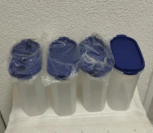 Tupperware Eidgenossen Set  mit Schüttelöffnung  Je 1,7 L Blau/ Klar 4 Stück Neu - Bild 1 von 3