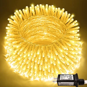 200 LED String Lights Indoor Outdoor Clear Wire, Connectable Warm White Christma - Picture 1 of 12