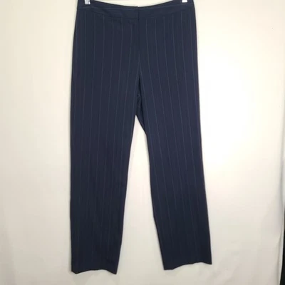 Rafaella Womens Sz 12 Navy Blue Pinstripe Career Pants - Image 1 of 4