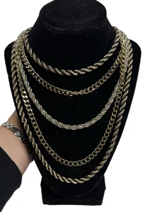 Multi Strand Gold Silver Black Rope Necklace Layered Bib Susan Graver New - Picture 1 of 18