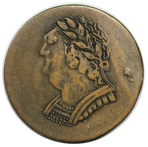 1820 Lower Canada Bust & Harp Token, "E. HULL" and "BRIDGEPORT" counterstamps - Picture 1 of 3