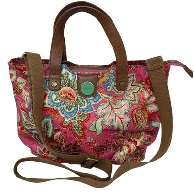 Bolso Floral Oilily Multicolor con Asas Marrones, Correa para el Hombro Extraíble Foto 1 de 4