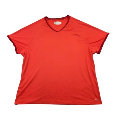 Camiseta esportiva REI feminina 1X laranja gola V manga curta poliéster - Imagem 1 de 4