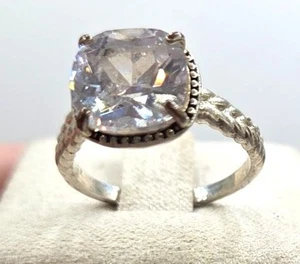 Silberfarbene geflochtene Schaft große Kristall Mitte Stein Krappenfassung-Größe 7,5" - Bild 1 von 5