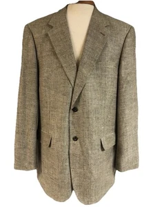 SavileRow Mens 44L 100%Silk Herringbone Blazer Jacket 2 Button Sportcoat Blazer - Picture 1 of 9
