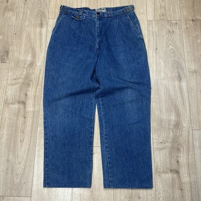 Vintage Levi’s Denim Jeans, Pleated, Navy Blue, Baggy, High Waisted, Mens W34 - Image 1 of 4