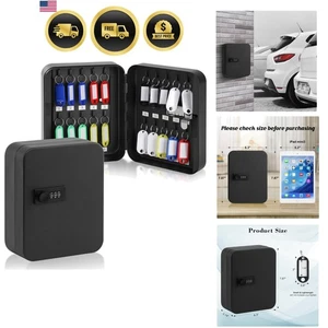 Key Storage Lock Box with Code Wall Mount Key Cabinet Organizer Black - Picture 1 of 10