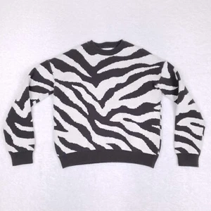 Melrose And Market Zebra Sweater XL Black White Crew Neck Boho Chic Animal Print - Picture 1 of 8