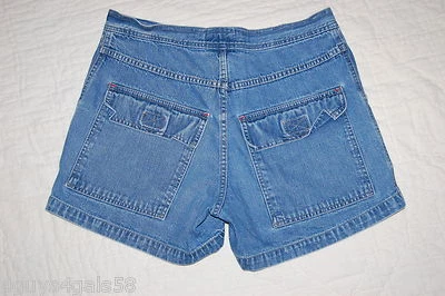 Pantalones Cortos Mujer Azul Jean BOLSILLOS TRASEROS CON SOLAPA 100% Algodón TALLA 34" CINTURA Foto 1 de 2