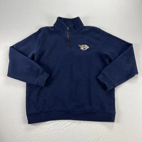 NHL Mens Sweater Pullover Mock Neck Blue 1.4 Zip Nashville Predators Size XL Cover