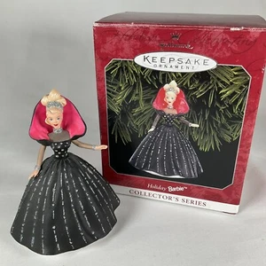 Hallmark Keepsake Ornament 1998 Holiday Barbie #6 Series Black Dress Blonde 6th - Picture 1 of 11