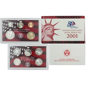 2001 Silver Proof Set U.S. Mint Original Government Packaging OGP COA - Picture 1 of 7