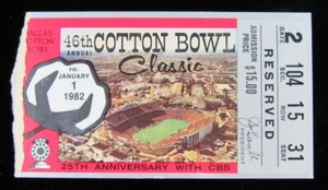 1982 Cotton Bowl Texas Longhorns vs. Alabama Crimson Tide Ticket Stub Bryant - Picture 1 of 2