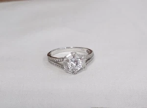 Jacmel White Round CZ Halo Ring Vintage Engagement Wedding In Sterling Silver - Picture 1 of 22