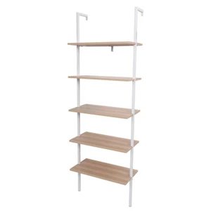 5-Shelf Wood Ladder Bookcase 5-Tier Modern Ladder Shelf Wood ShelvesWalnut - Picture 1 of 6