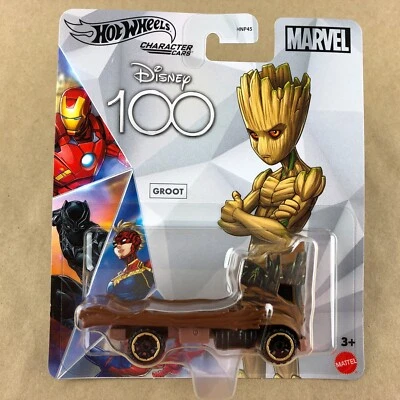 Hot Wheels Character Cars Disney 100 Marvel Groot Guardians 1:64 Diecast 2023 - Image 1 of 4