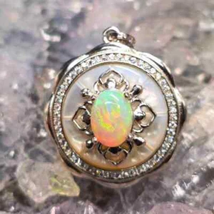 "Aeloria" Lightning Ridge Crystal Opal 1.20 Ct 925 Silver Pendant - Bild 1 von 9