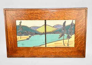 Vintage SHENFELD STUDIOS Framed Landscape Tiles! - Picture 1 of 3