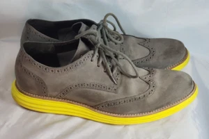 Cole Haan Men's Lunargrand Wingtip C10226 Grey Yellow Suede 10M - Picture 1 of 7