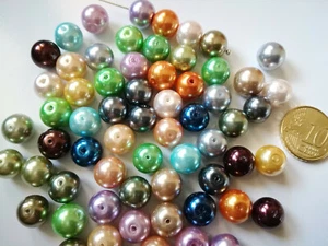 Perlas cristal nacarado 10 mm X 10 UNIDADES mezcla parejas colores bisutería - Imagen 1 de 3