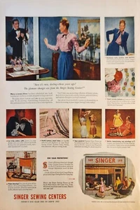 Anuncio vintage de centros de costura Singer 1947 para tu protección - Imagen 1 de 1