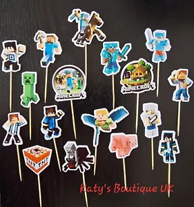 17 Stück MINECRAFT Cupcake Topper Tortenaufleger Geburtstag Party Deko - Bild 1 von 2
